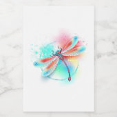 Étiquette Pour Bocaux Dragonfly rouge sur l'arrière - plan aquarelle (Étiquettes simples)