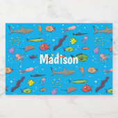 Étiquette Pour Bocaux Drôle des créatures marines dessin motif (Étiquettes simples)