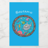 Étiquette Pour Bocaux Drôle des créatures marines sous l'eau dessin anim (Étiquettes simples)