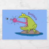Étiquette Pour Bocaux Drôle dessin animé de grenouille et mouche (Étiquettes simples)
