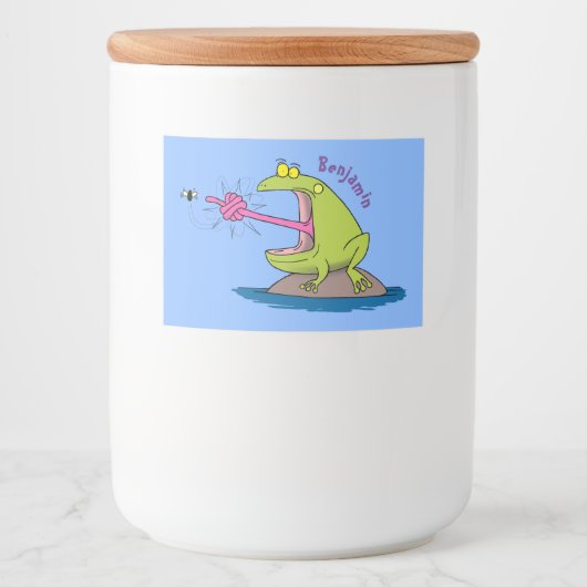Étiquette Pour Bocaux Drôle dessin animé de grenouille et mouche (Devant)