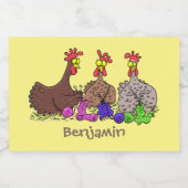 Étiquette Pour Bocaux Drôle dessin animé de poulets de tricot (Étiquettes simples)