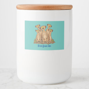 Étiquette Pour Bocaux Drôle dessin de la famille meerkat