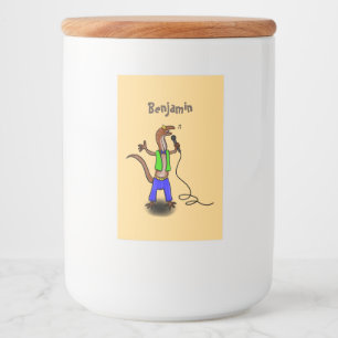 Étiquette Pour Bocaux Drôle lézard chantant avec bande dessinée de micro