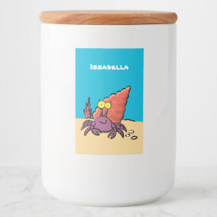 Étiquette Pour Bocaux Drôle mignon caricature pourpre crabe ermite
