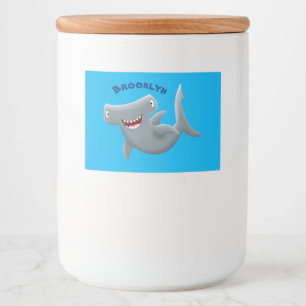 Étiquette Pour Bocaux Drôle mignon requin marteau dessin animé