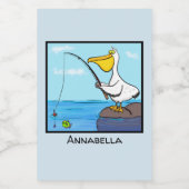 Étiquette Pour Bocaux Drôle pélican de pêche (Étiquettes simples)