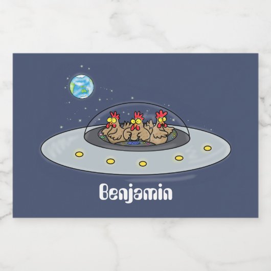 Étiquette Pour Bocaux Drôle poule dans l'espace dessin animé (Étiquettes simples)