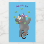 Étiquette Pour Bocaux Drôle rhinocéros mignon jonglant sur monocycle (Étiquettes simples)