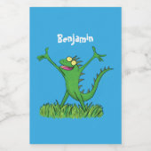 Étiquette Pour Bocaux Drôle vert souriant animé lézard d'iguane (Étiquettes simples)