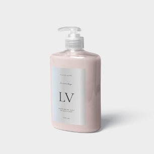 Étiquette Pour Bocaux Élégant Monogramme Argent Beauté Corps de bain bou