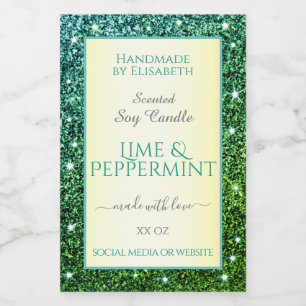 Étiquette Pour Bocaux Elégant Vert Parties scintillant Turquoise Produit