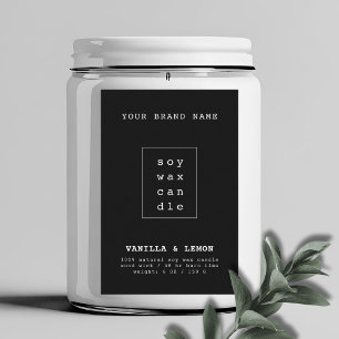 Étiquette Pour Bocaux Emballage de cosmétiques noir moderne bougie 