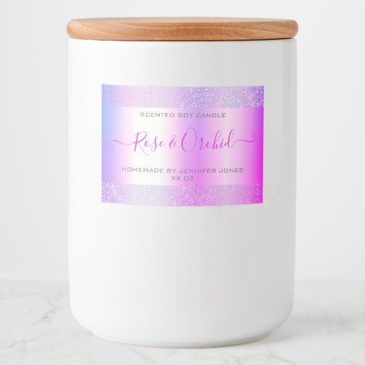 Étiquette Pour Bocaux Emballage de Parties scintillant Holographique ros (Devant)