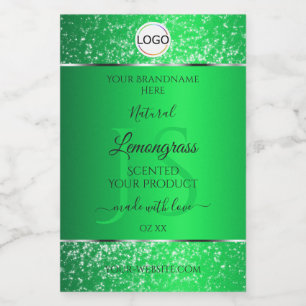 Étiquette Pour Bocaux Emerald Green Logo Initiales Parties scintillant É