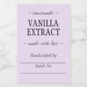 Étiquette Pour Bocaux Extrait de vanille artisanal Lilac (Étiquettes simples)