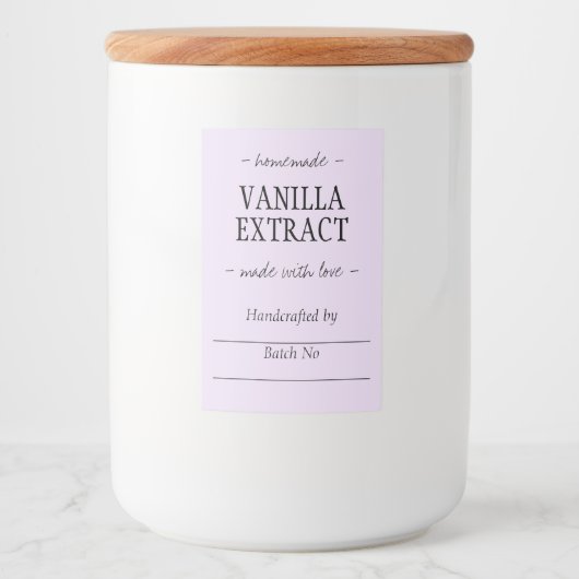 Étiquette Pour Bocaux Extrait de vanille artisanal Lilac (Devant)