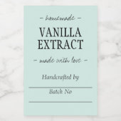 Étiquette Pour Bocaux Extrait de vanille artisanal vert (Étiquettes simples)
