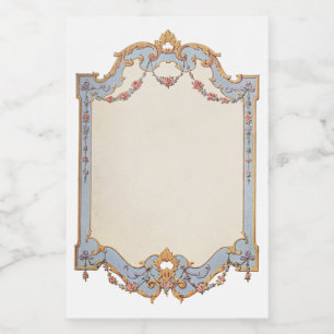 Étiquette Pour Bocaux Fantastique Vintage français Cadre bleu or Rose