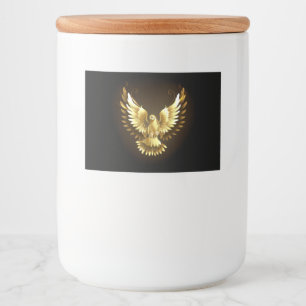 Étiquette Pour Bocaux Faux Gold Foil Peace Dove en noir