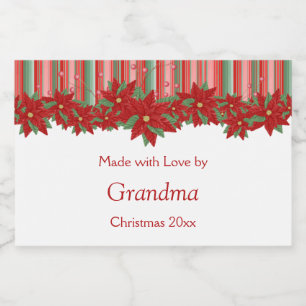 Étiquette Pour Bocaux Festif Noël Rouge Vert Poinsettias