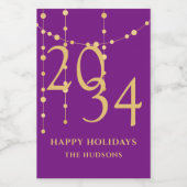 Étiquette Pour Bocaux Festive Purple & Gold Noël (Étiquettes simples)