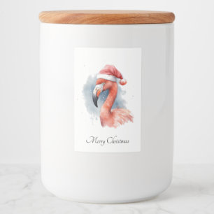Étiquette Pour Bocaux Flamant rose père Noël Snowbird, personnalisé