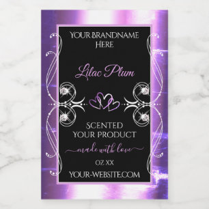 Étiquette Pour Bocaux Flashy Lumière violet noir Produit Diamants Étique