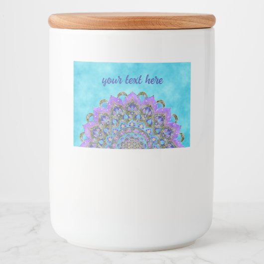 Étiquette Pour Bocaux Fleur de Vie - Mandala Style Inde 2 (Devant)