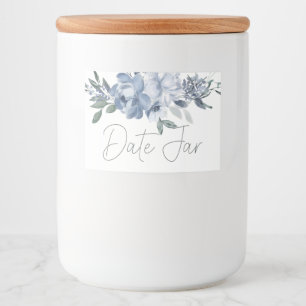 Étiquette Pour Bocaux Fleurs Bleu Poussiéreux Jar de Soirée de Rendez-vo