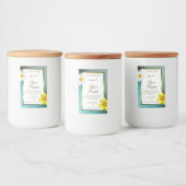 Étiquette Pour Bocaux Floral Turquoise et Parties scintillant bleue Étiq (Bouteilles)