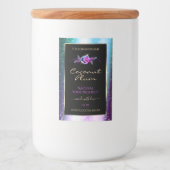 Étiquette Pour Bocaux Floral Turquoise Parties scintillant violet noir É (Devant)