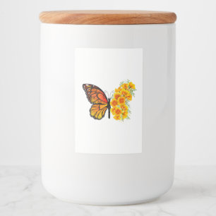 Étiquette Pour Bocaux Flower Butterfly with Yellow California Poppy