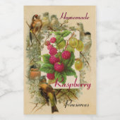 ÉTIQUETTE POUR BOCAUX FRUITS DE SAISON / OISEAUX ET RASPBERRIES PRÉSERVE (Étiquettes simples)