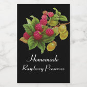 Étiquette Pour Bocaux FRUITS DE SAISON / RASPBERRIES Conserve Noir (Étiquettes simples)