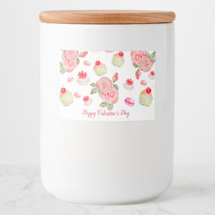 Étiquette Pour Bocaux Gâteaux sucrés et roses en aquarelle