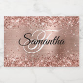 Étiquette Pour Bocaux Glitter Rose Gold Glam Fancy Monogramme (Étiquettes simples)