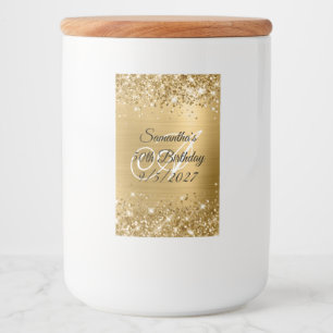 Étiquette Pour Bocaux Glittery Gold Glam Monogramme 50e anniversaire