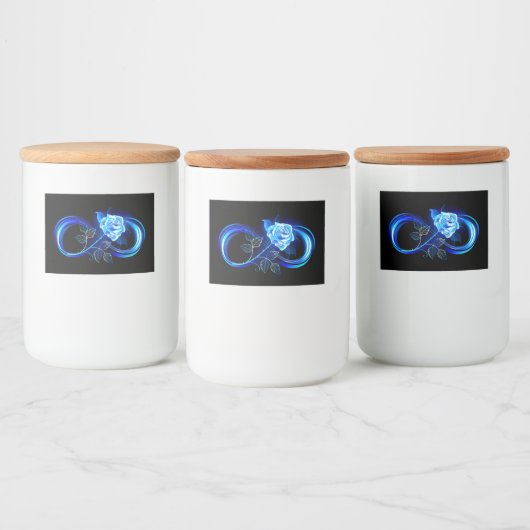 Étiquette Pour Bocaux Glowing infinity with blue rose (Bouteilles)