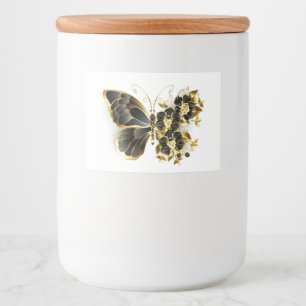 Étiquette Pour Bocaux Gold flower Butterfly with Black Orchid