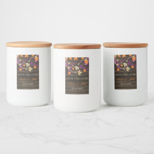 Étiquette Pour Bocaux Grange Bois Plum Rustique Feuilles d'automne Enreg (Bouteilles)