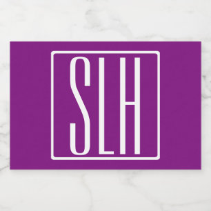 Étiquette Pour Bocaux Gras moderne 3 initiales Monogramme   Blanc et pou