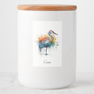 Étiquette Pour Bocaux Grue colorée debout dans l'eau