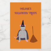 Étiquette Pour Bocaux Halloween Rat sorcier et Broom Custom (Étiquettes simples)
