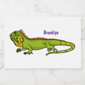 Étiquette Pour Bocaux Happy green iguana cartoon (Étiquettes simples)