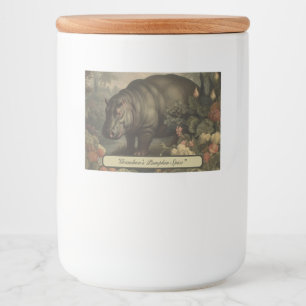 Étiquette Pour Bocaux Hippo botanique vintage, personnalisable
