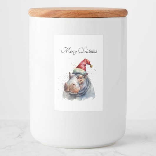 Étiquette Pour Bocaux Hippo de Noël (Devant)
