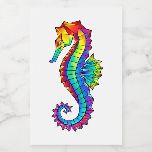 Étiquette Pour Bocaux Hippocampe polygonal arc-en-ciel (Étiquettes simples)