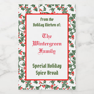 Étiquette Pour Bocaux Holly de la cuisine de vacances de cuisine familia