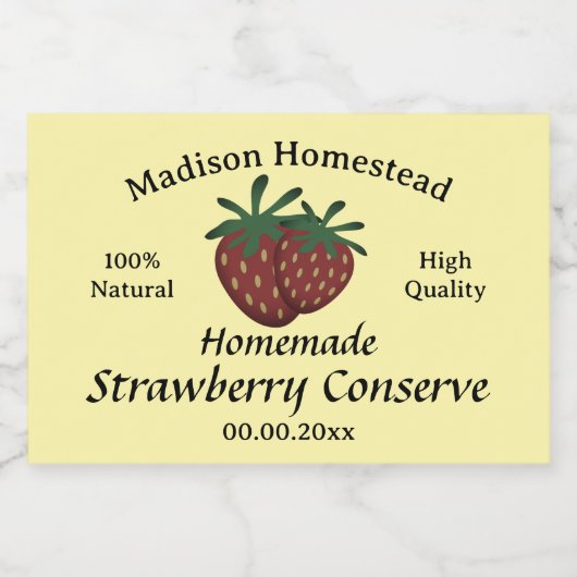 Étiquette Pour Bocaux Homestead Strawberry Conserve Jelly modèle (Étiquettes simples)
